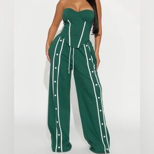 NEW Fashion Nova Green Track Pant Set